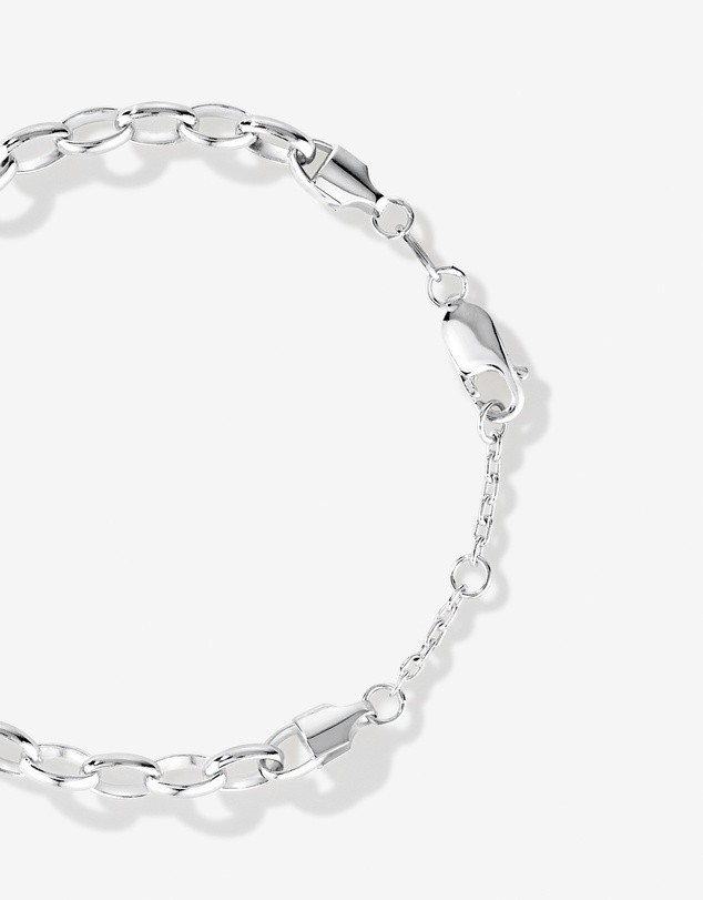 Michael Hill - Heart Disc Oval Belcher Bracelet in Sterling Silver
