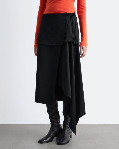 Asymmetric Wrap Midi Skirt