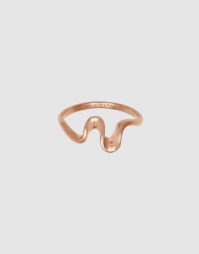 Elli Jewelry - Wave Ring in Rose Gold-Plated 925 Silver