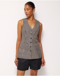 AERE - Isla Linen Gingham Vest