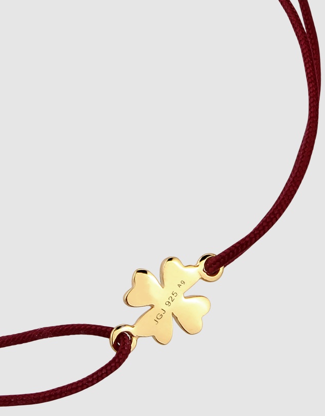 Elli Jewelry - Bracelet Cloverleaf Symbol Nylon 925 Sterling Silver Gold-Plated