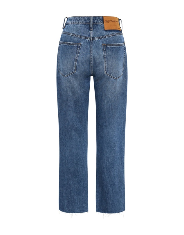 ONE TEASPOON - Bay Blue Hooligans Mid Waist Relaxed Cropped Jeans