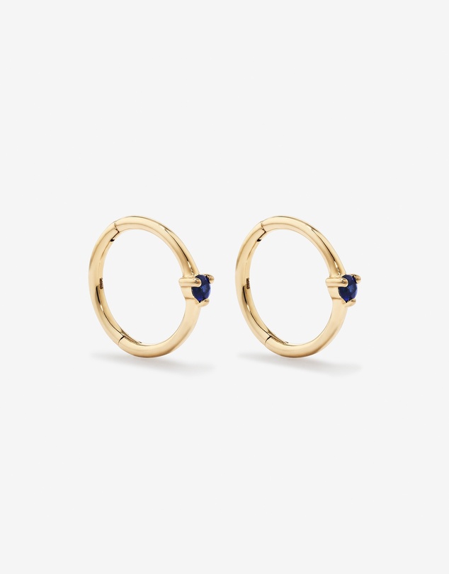 Michael Hill - Blue Sapphire Gemstone Accent Sleeper Earrings in 10kt Yellow Gold