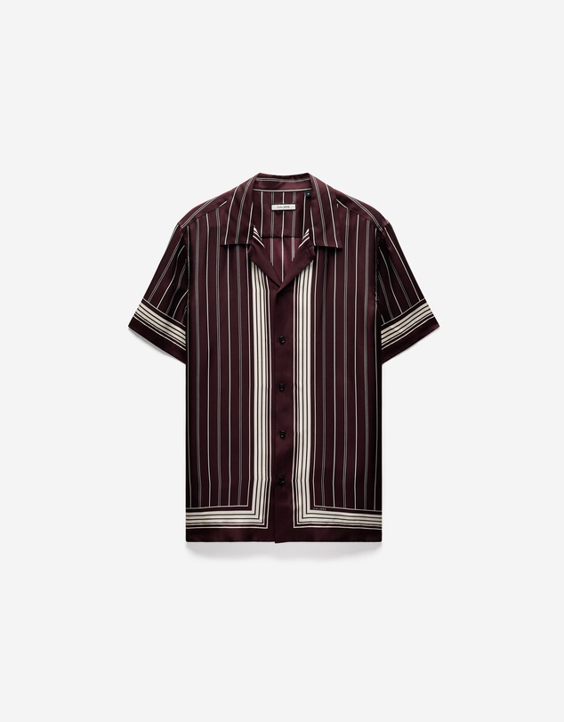 Calibre - Stripe Scarf Print Short Sleeve Shirt Oxblood