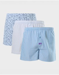 Mitch Dowd - Mens Checkers Boxer Shorts 3 Pack - Blue