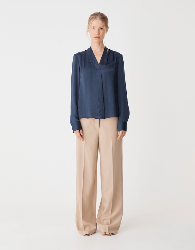 Forcast - Claire Pleat Neck Satin Blouse