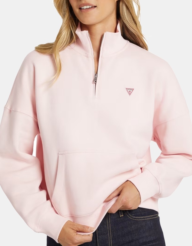 GUESS Jeans - GUESS JEANS Half-Zip OS Mini Triangle Sweatshirt