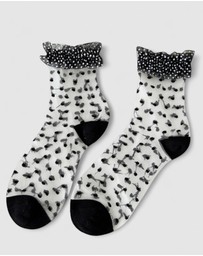 High Heel Jungle - Sheer Frilly Socks –Black Dots