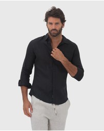 Coast Clothing - Long Sleeve Linen Shirt in Black