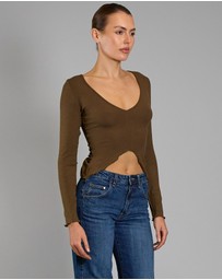 Love and Nostalgia - Rosie Rib Top - Chocolate Brown