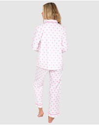 Sant And Abel - Women's Pink Palm Tree Long Sleeve Pajama Set