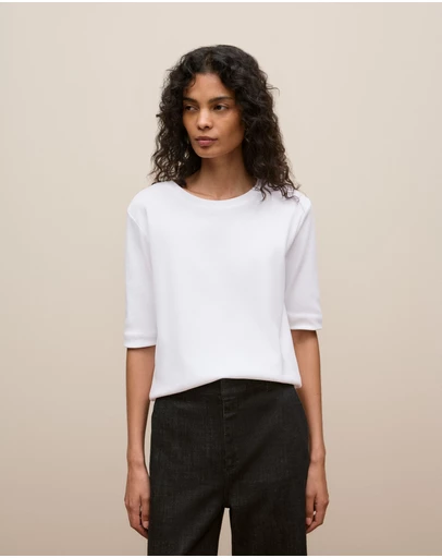 Trenery - Australian Cotton Half Sleeve T-shirt in White