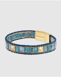 Nialaya Jewellery - Blue Apatite Stud Bracelet
