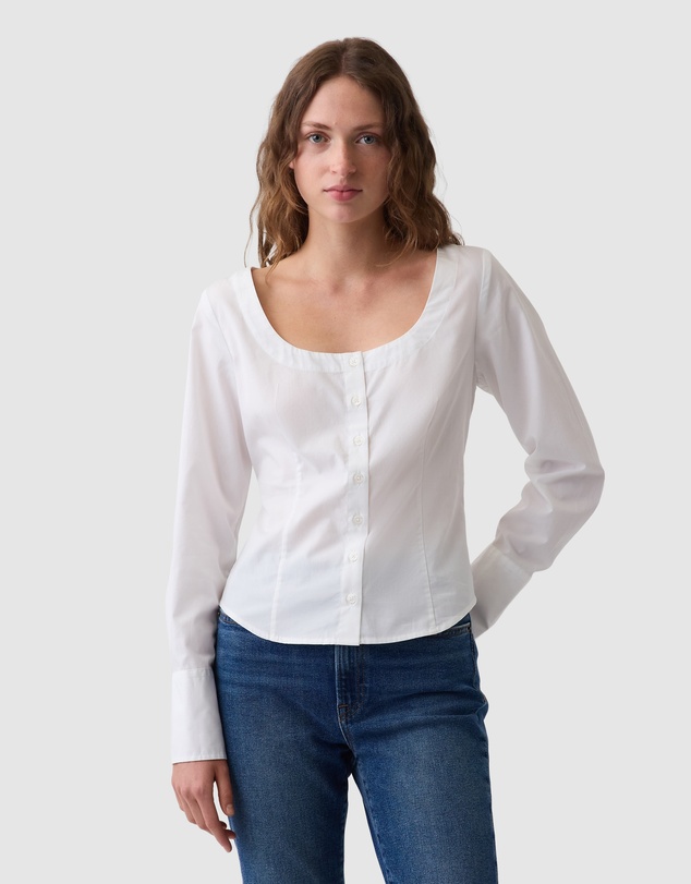 GAP - LS Scoop Neck Fitted Shirt