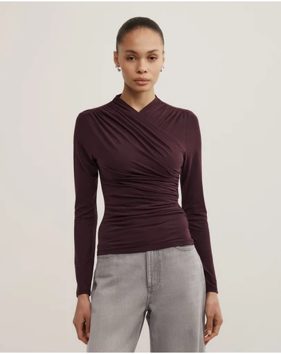 Witchery - Wrap Long Sleeve Jersey Top