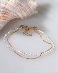 Elli Jewelry - Bracelet Layer Elegant with shell core pearls in 925 sterling silver gold plated