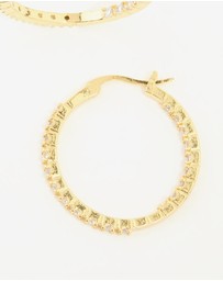 Lovisa - Gold Plated Cubic Zirconia Skinny Large Hoop Earrings