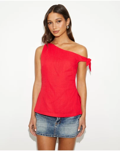 Dazie - Wednesday One Shoulder Linen Blend Top