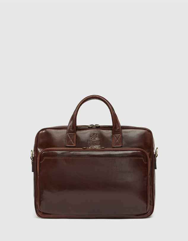 Republic of Florence - Pretoria Brown Leather Laptop Briefcase