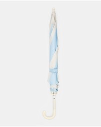Morgan & Taylor - Picnic Stripe Kids Umbrella in White and Ocean Blue Stripes