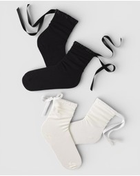 High Heel Jungle - Lara Satin Trim Cotton Socks - 2 Pairs