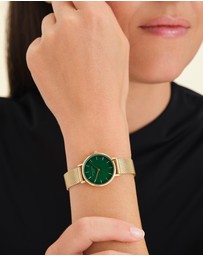 Rosefield - The Small Edit - Gold Mesh With Green Dial