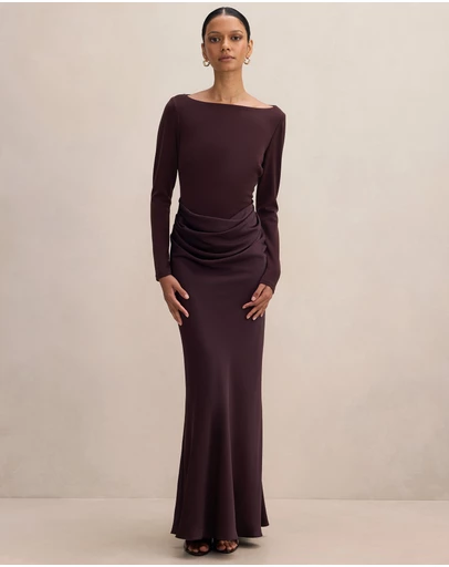 Forever New Petite - Briella Petite Boat Neck Drape Maxi Dress