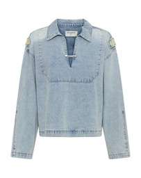 ONE TEASPOON - Retro Pullover Denim Shirt - Soft Blue