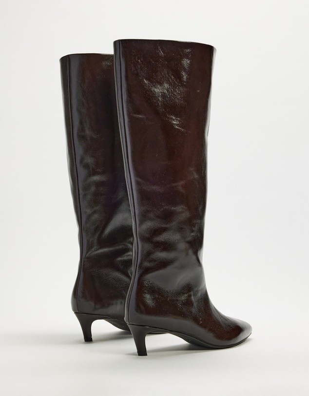 AERE - Nara Knee High Heeled Leather Boots