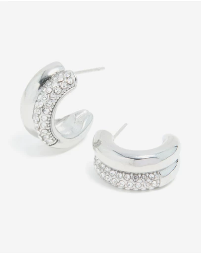 Lovisa - Waterproof Stainless Steel Cubic Zirconia Pave Illusion Hoop Earrings