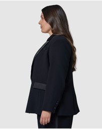 Pink Dusk by Curve Project - Fired Up Satin Trim Blazer