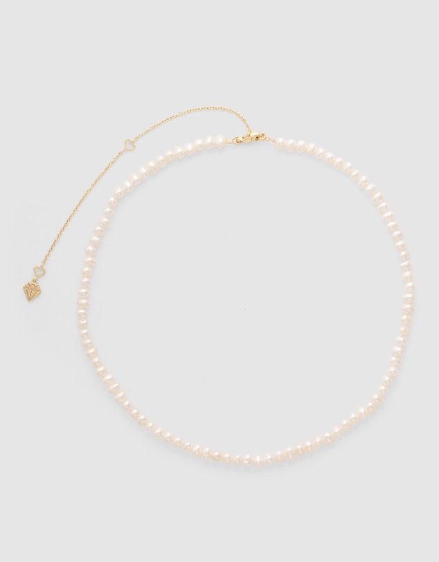 Wanderlust + Co - Beaded Pearl Gold Necklace