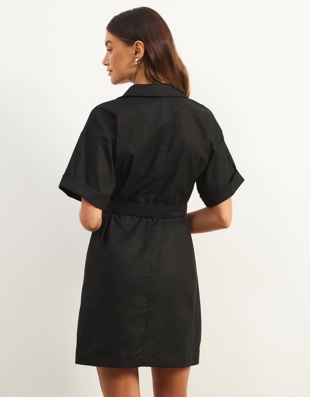 Atmos&Here - Britt Linen Blend Belted Mini Dress