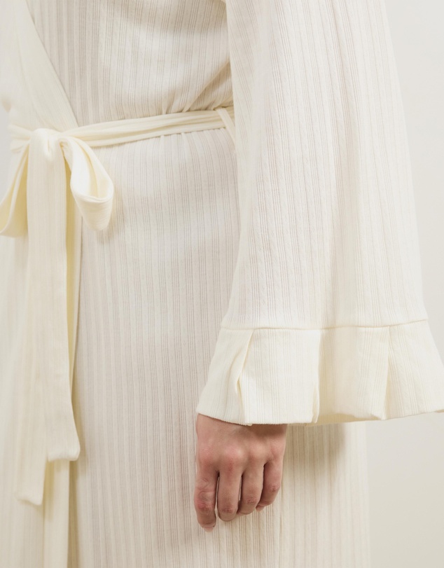 Atmos&Here Curvy - Melody Pointelle Wrap Robe With Frill Hem