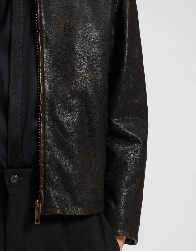 HUGO - Grain Leather Jacket With Topstitching