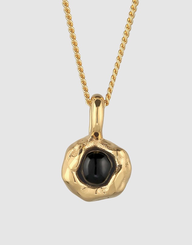 Elli Jewelry - Melted Onyx Pendant Necklace in Gold-Plated 925 Silver