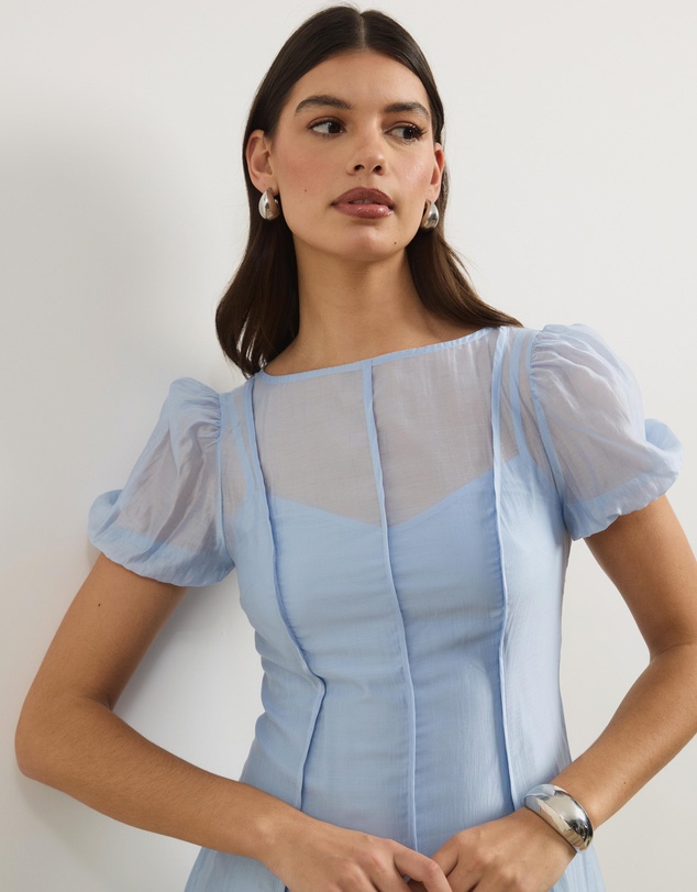 Atmos&Here - Maisy Puff Sleeve Panelled Mini Dress