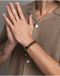 Nialaya Jewellery - The CZ Flatbead Collection Brown Tiger Eye and Matte Onyx