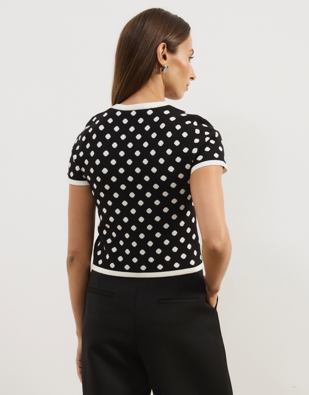 Atmos&Here - Kallie Polka Dot Short Sleeve Knit Top