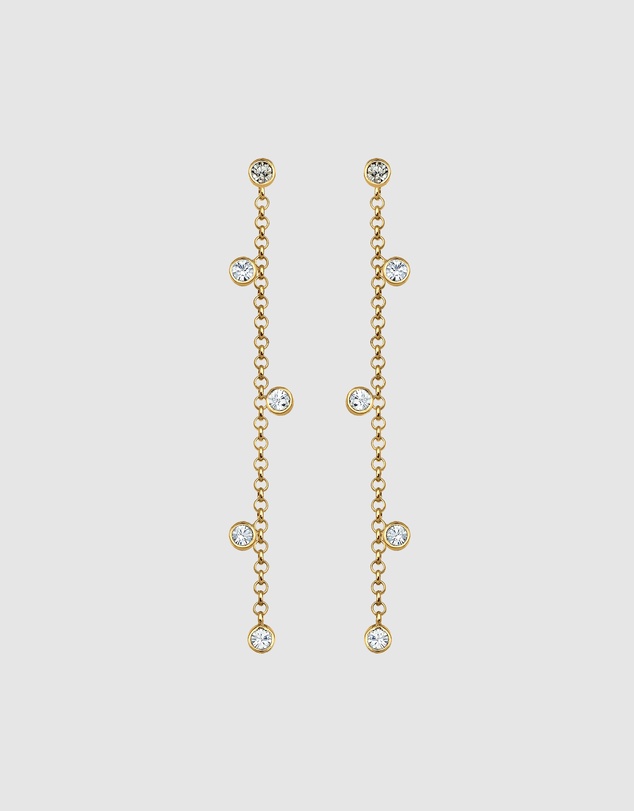 Elli Jewelry - 2-in-1 Convertible Crystal Drop Earrings in Gold-Plated 925 Silver
