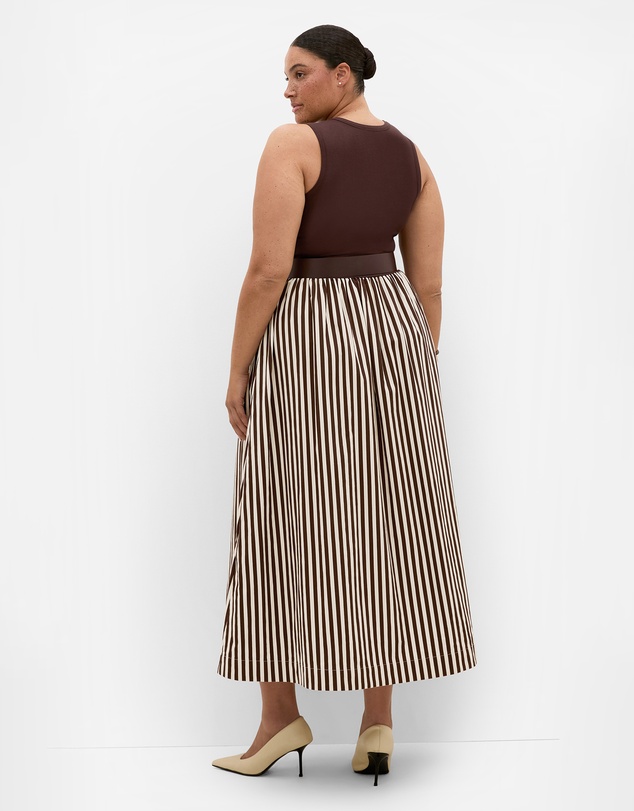 City Chic - Plus size Briar Contrast Stripe Dress - dark chocolate