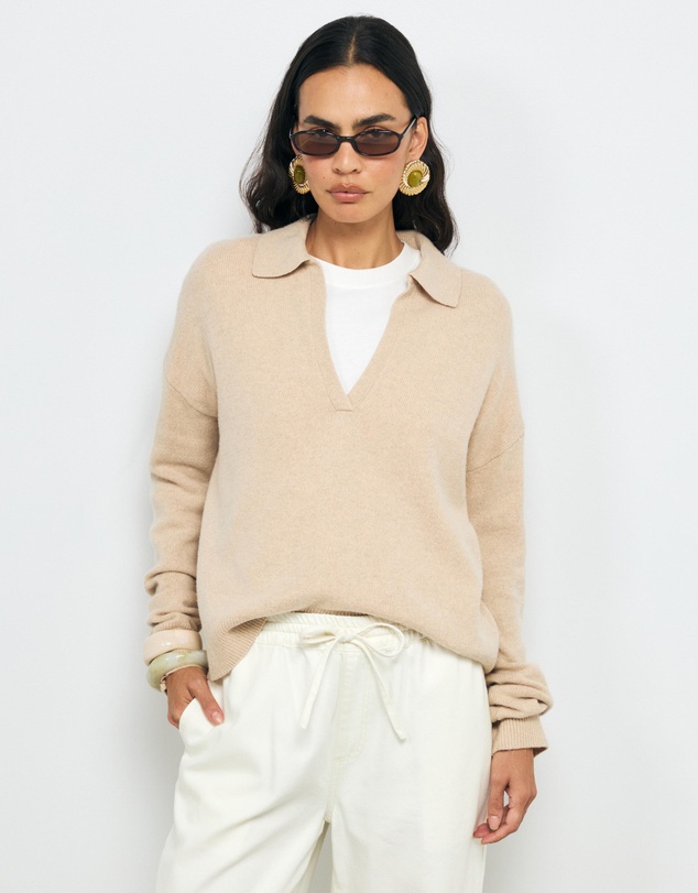 AERE - Asha Merino Wool Blend Polo Knit