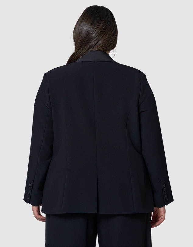 Pink Dusk by Curve Project - Fired Up Satin Trim Blazer