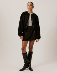 Tussah - Luna Wool Blend Cropped Bomber Jacket