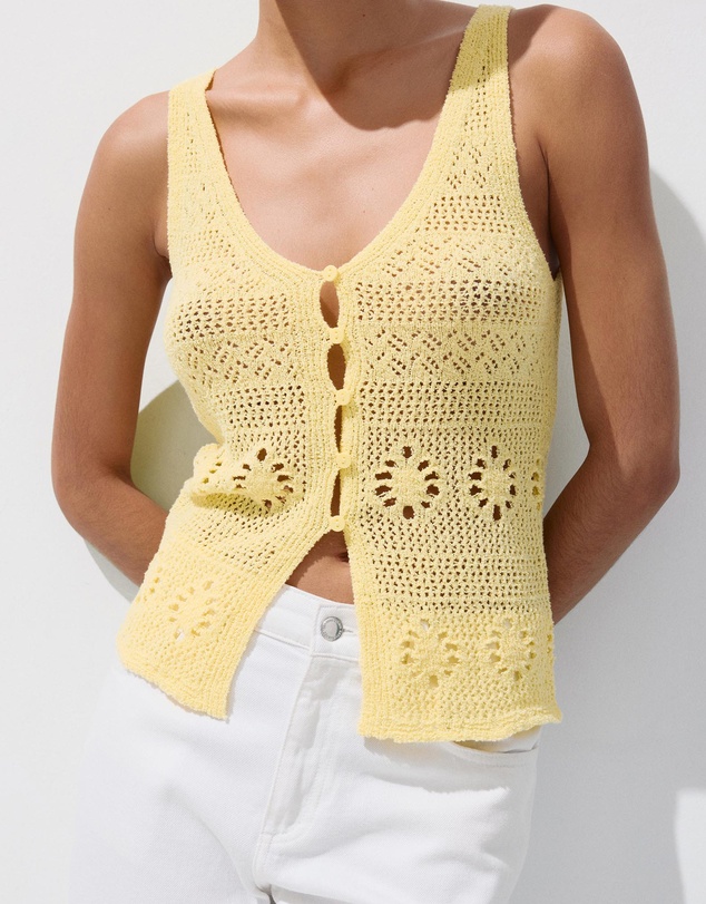 M.N.G - Crochet Buttoned Vest
