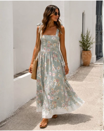 Esther & Co - Zyrelise Dress - Mint Floral