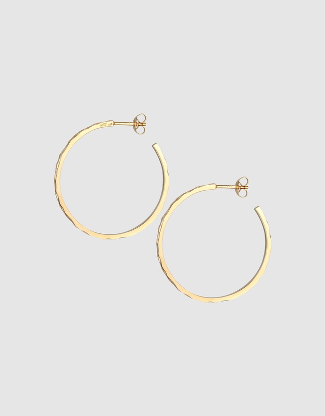 Elli Jewelry - Hammered Hoop Stud Earrings in Gold-Plated 925 Silver