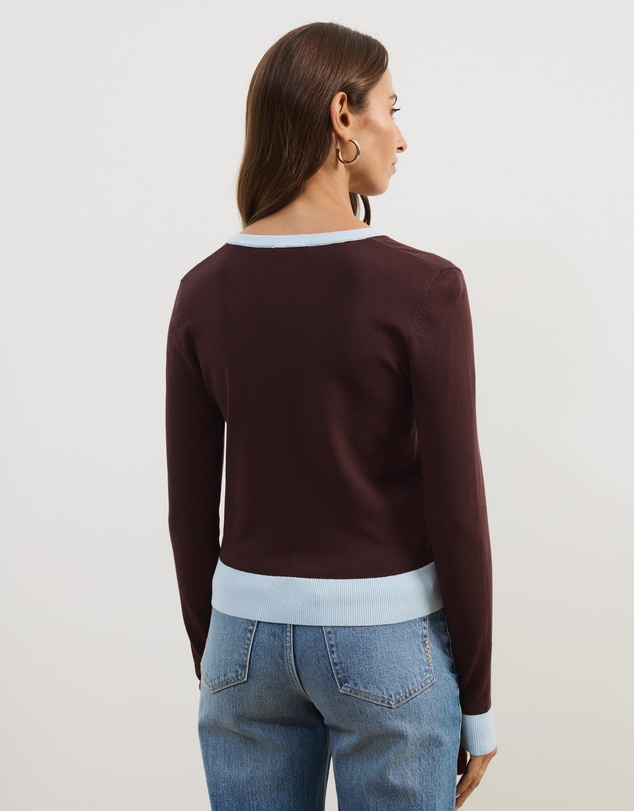 Atmos&Here - Shani Lightweight Knit Cardigan with Contrast Trim