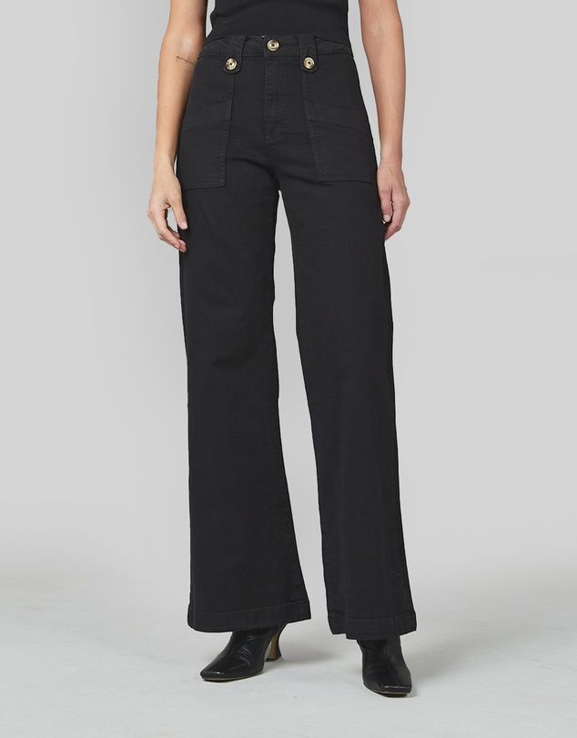 DRICOPER DENIM - Piper Black Wide Leg Trousers