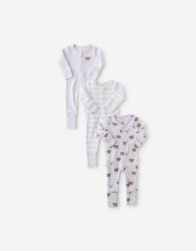 Cotton On Kids - The 3Pk Long Sleeve Zip Romper